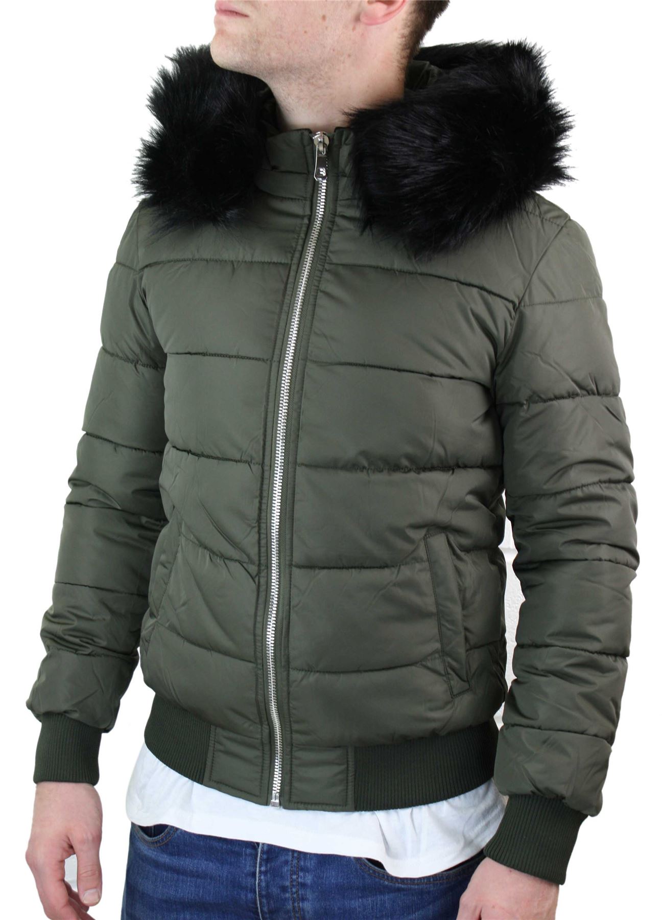 mens puffer bomber jacket with hood