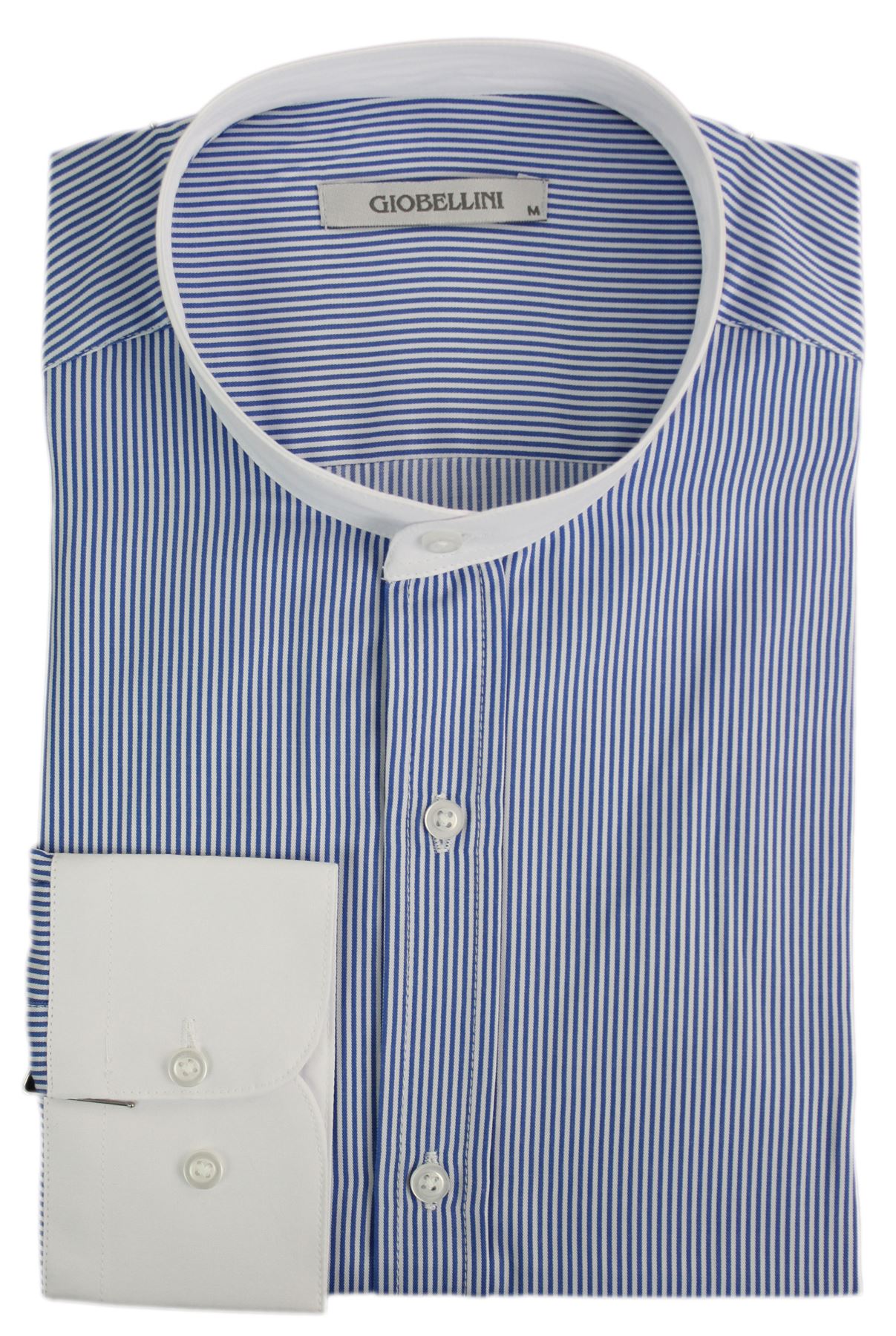 Mens Retro Peaky Blinders Removable Collar Stripe Grandad Nehru Collarless Shirt | eBay