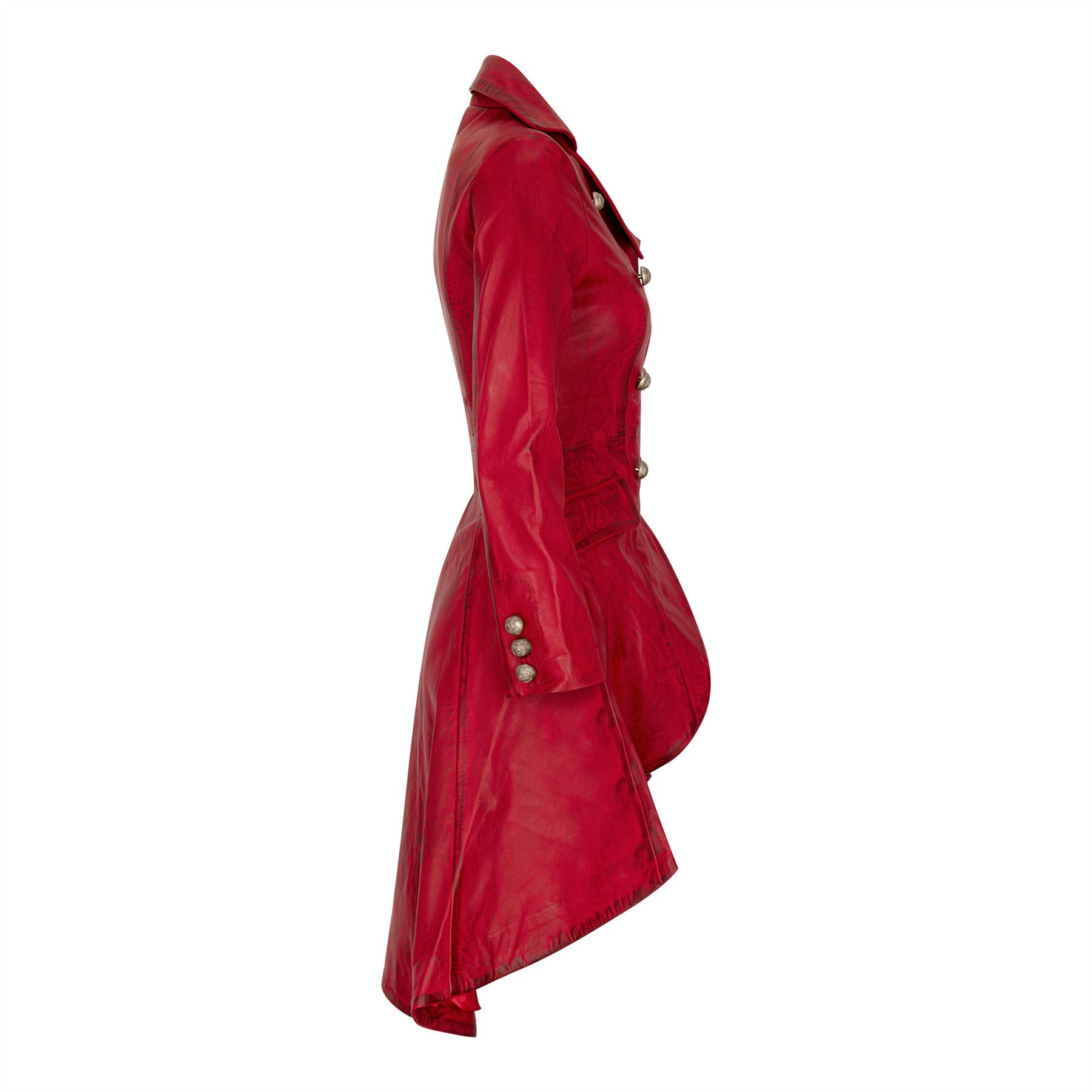 Damen Gothic Tail Coat zweireihige Lederjacke - Bild 3 von 17