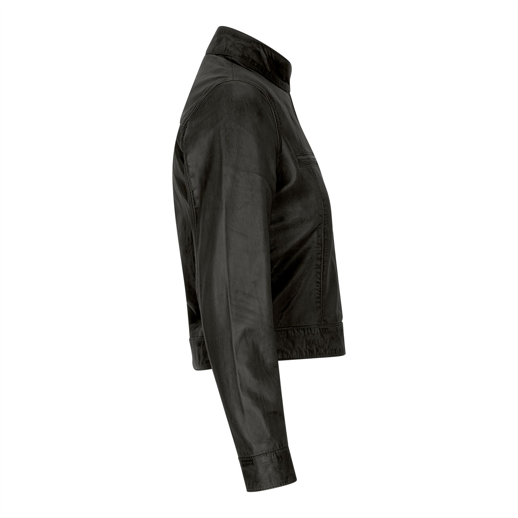 Women's Leather Biker Jacket - Picture 15 of 17