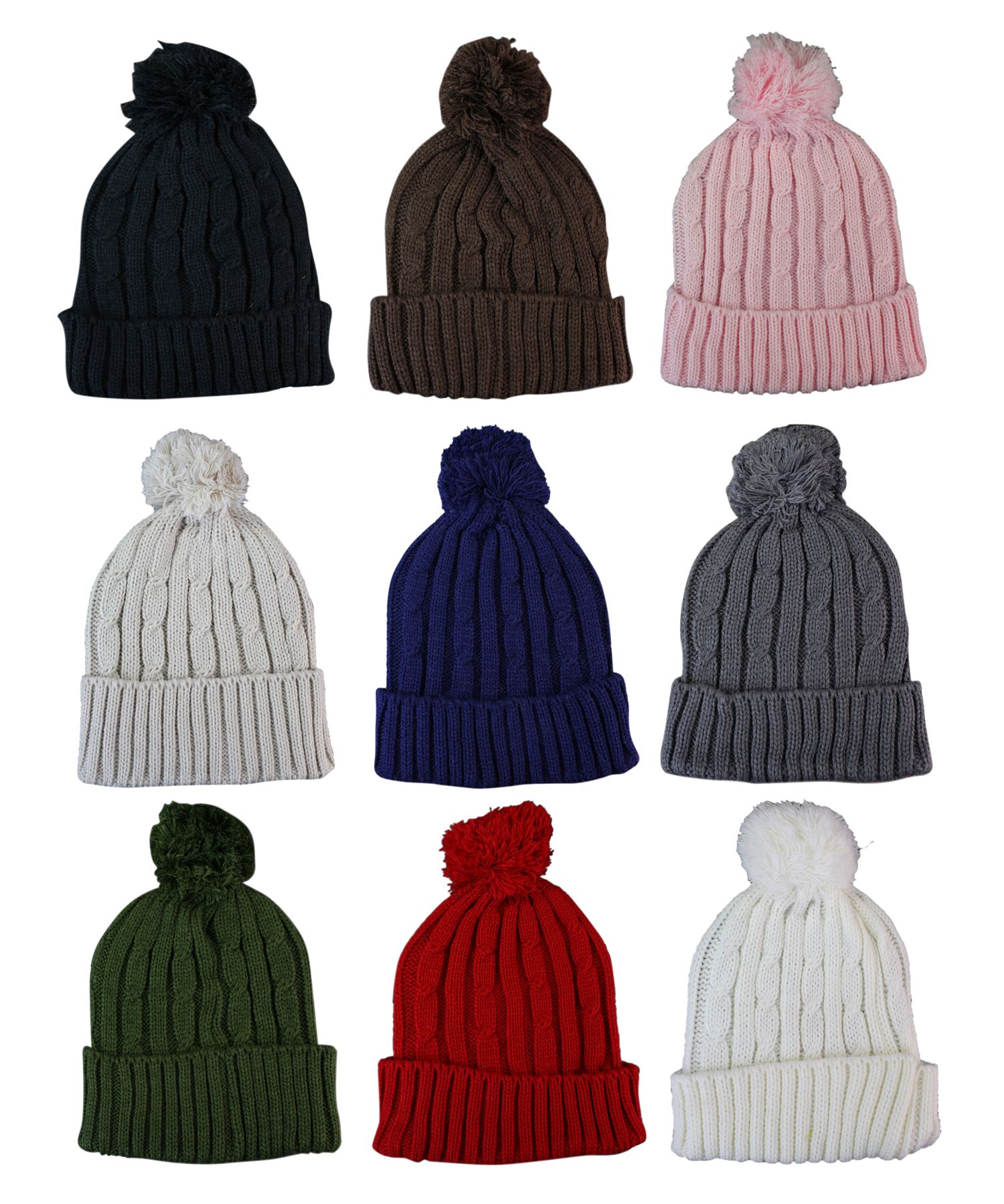 mens ladies unisex wooly knitted bobble beanie ski hat 1 size