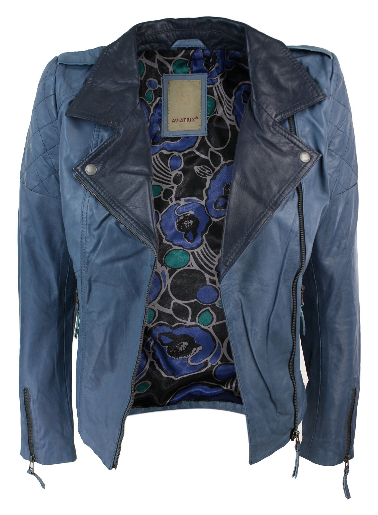 Womens Ladies Girls Soft Black Real Leather Racing Biker Style Jacket