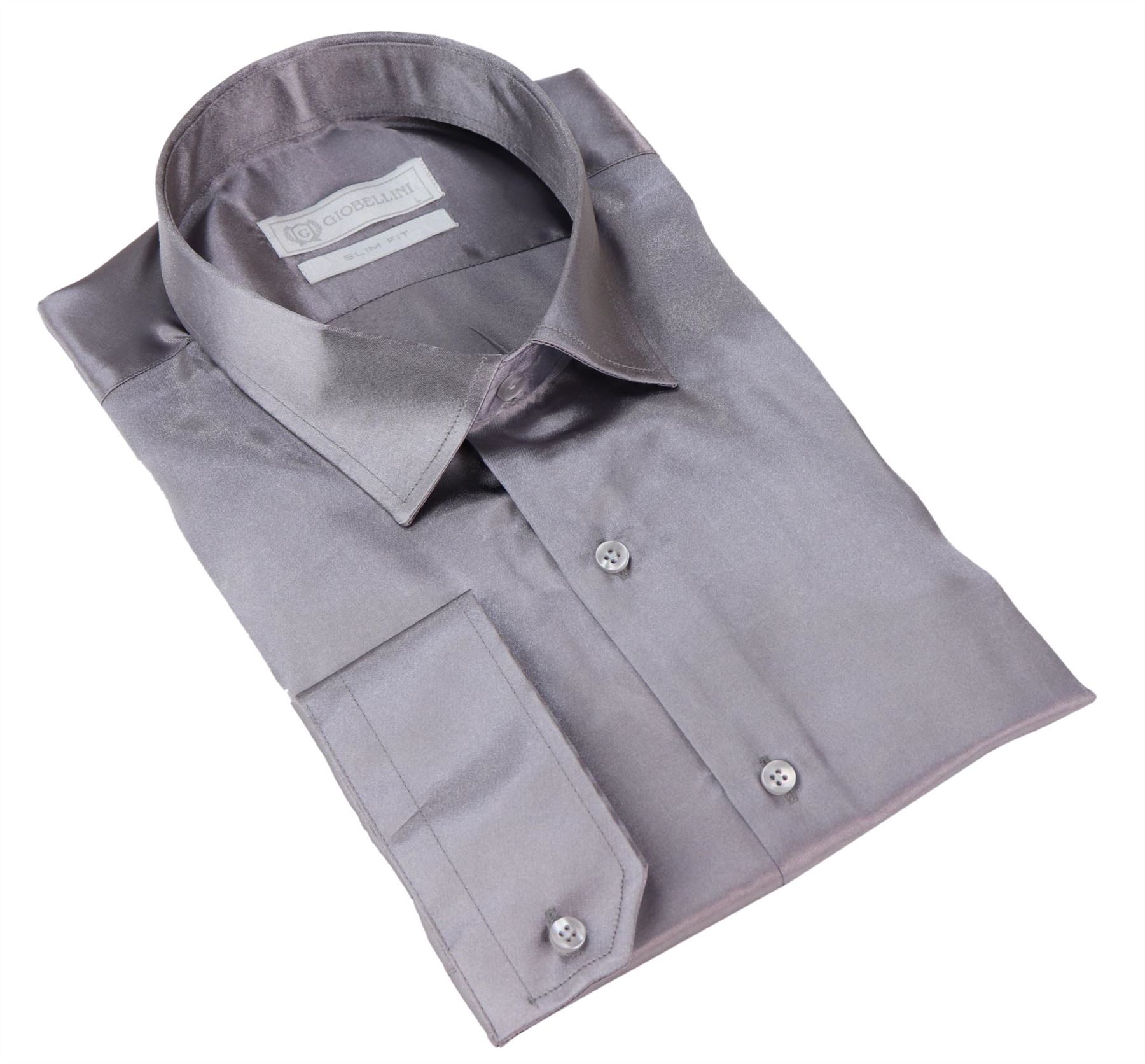 thumbnail 17  - Mens Satin Silk Shirt Smart Casual Button Down Cuff Tailored Fit Shiny Party