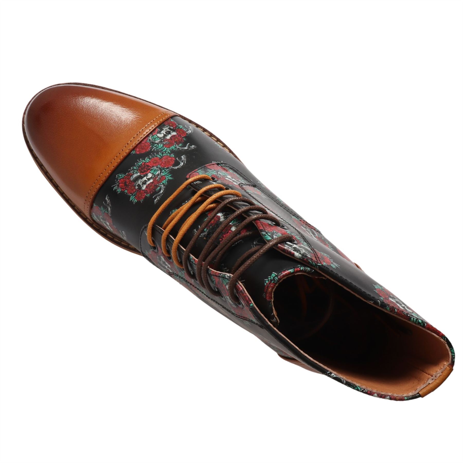 Justin Rees Adam Mens Floral Tapestry Leather Lace Up Boots Tan Black Gold 40‎ Men main image 2