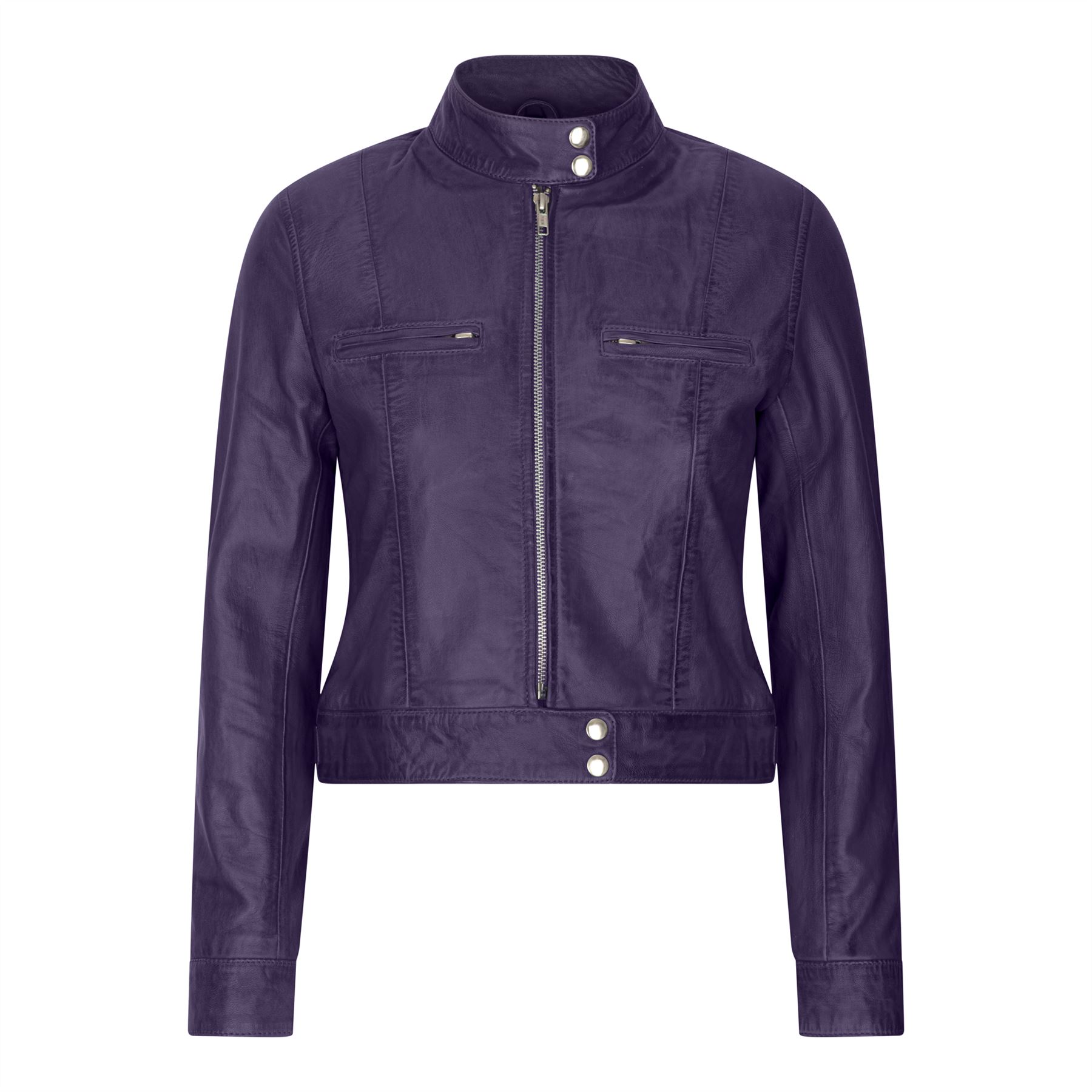 Women's Leather Biker Jacket - Picture 10 of 17