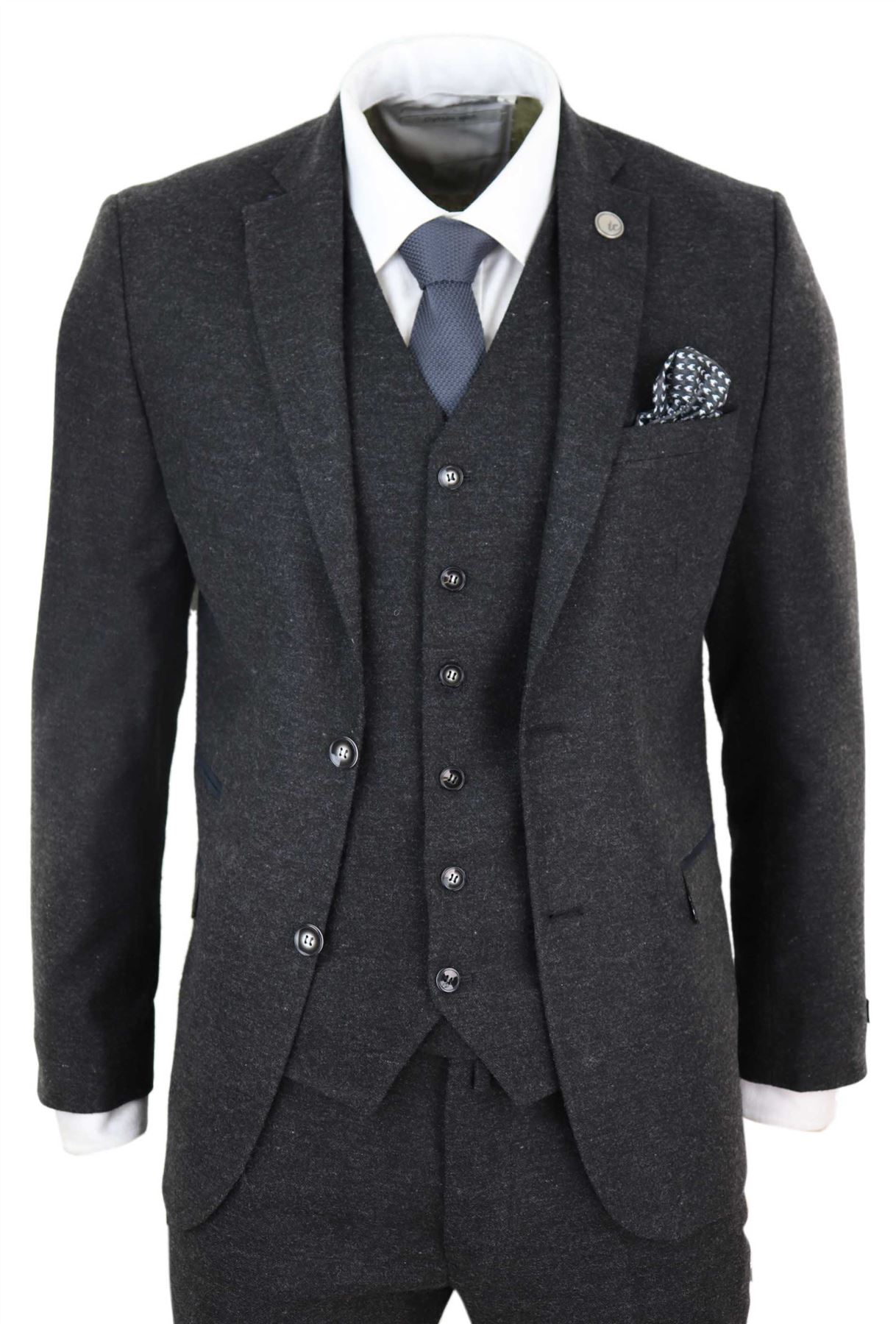 Mens Wool 3 Piece Suit Tweed Peaky Blinders 4 Pocket Authentic 1920s Vintage Fit eBay