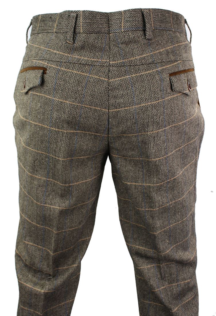Pantaloni Eleganti da Uomo in Tweed Vintage Nocciola Marrone a Scacchi |  eBay
