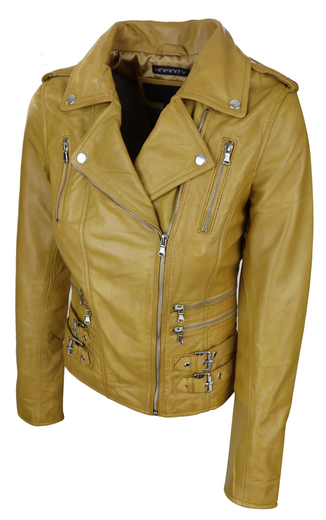 Womens Ladies Real Soft Leather Racing Style Biker Jacket NEW eBay
