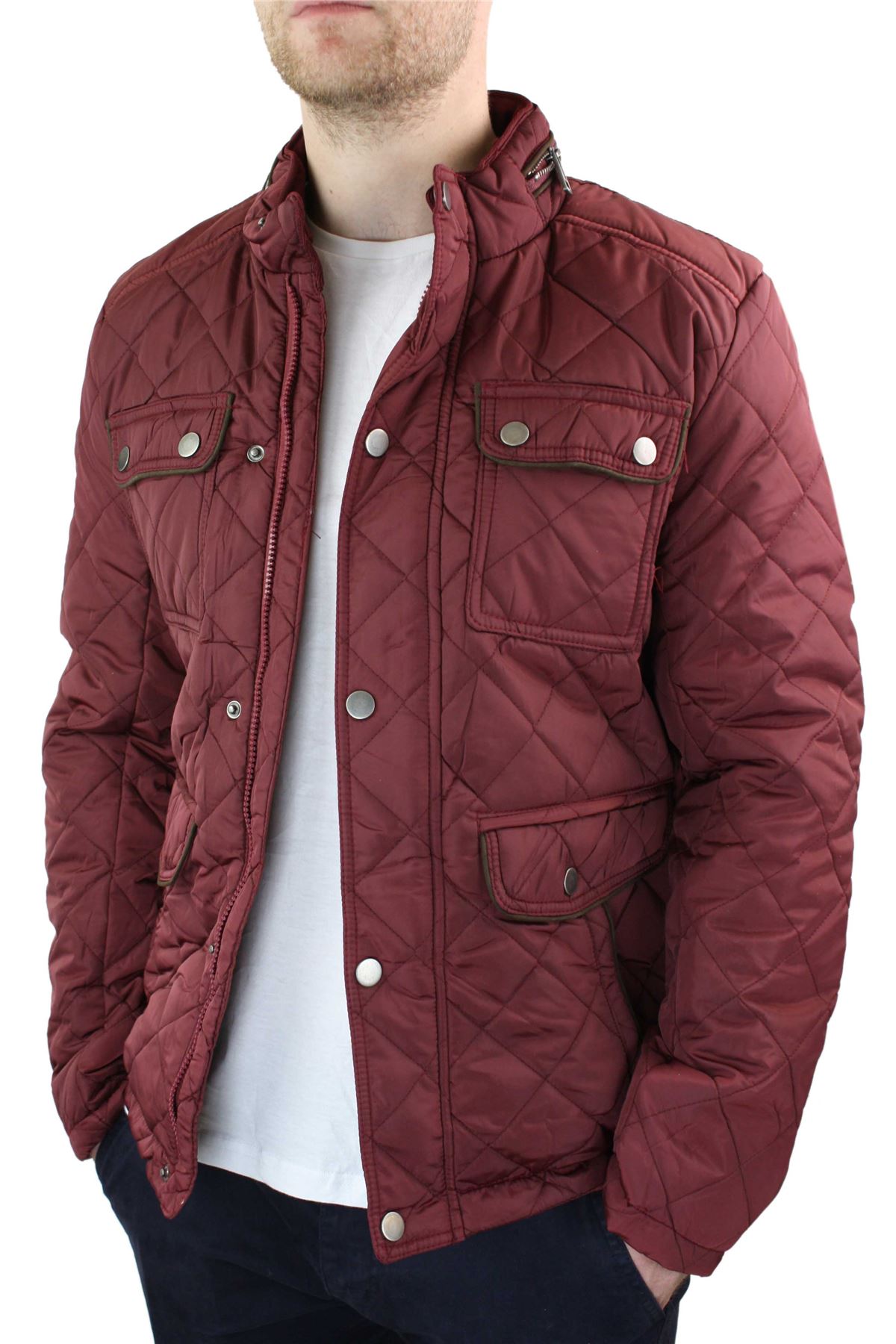 Mens Diamond Quilted Darby Hunter Jacket Elbow Patch Zipped | eBay