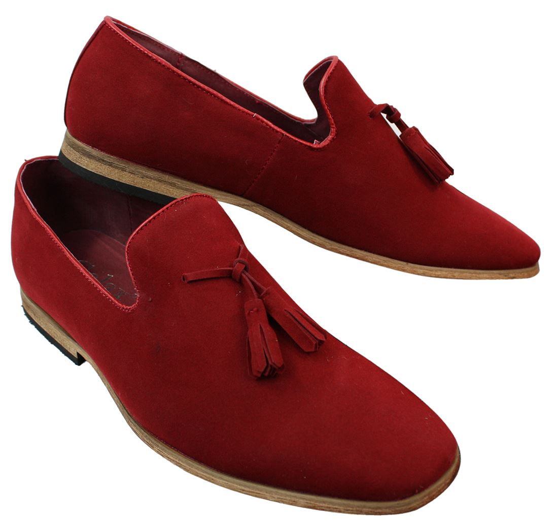 Mens Suede Loafers Driving Shoes Slip On Tassle Design