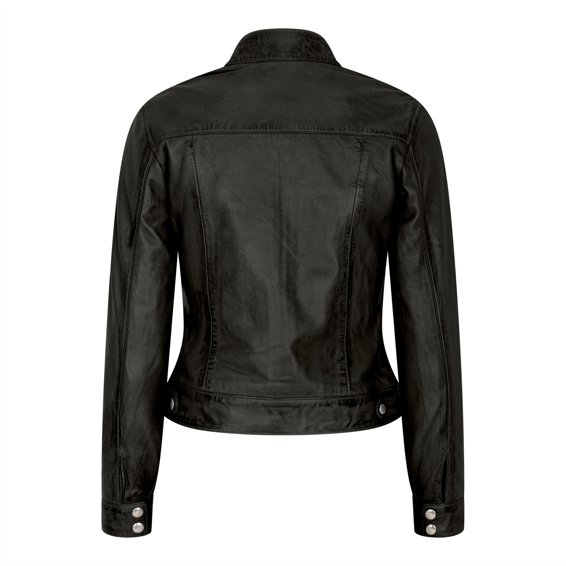 Women's Leather Biker Jacket - Picture 16 of 17