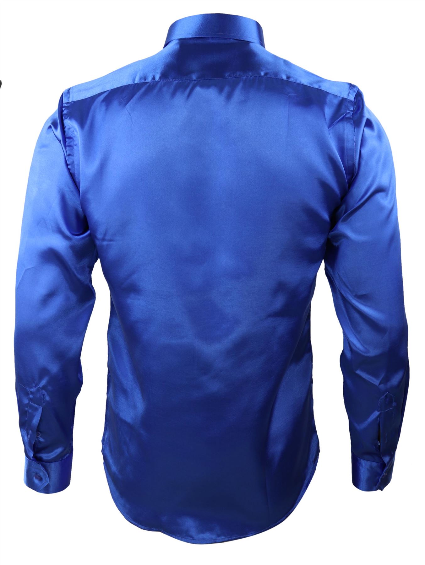 thumbnail 16  - Mens Satin Silk Shirt Smart Casual Button Down Cuff Tailored Fit Shiny Party