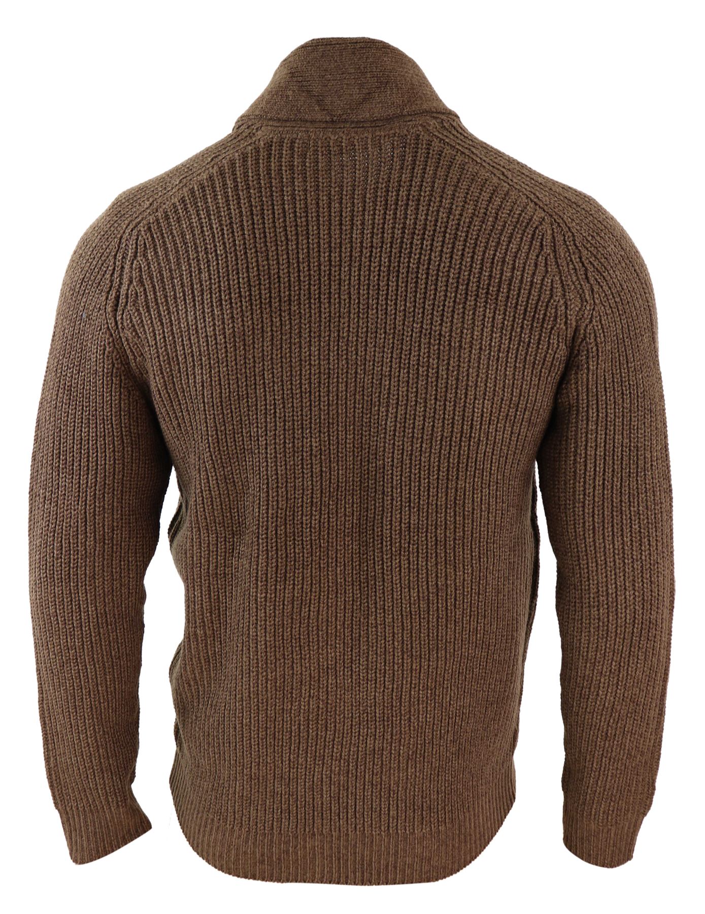Mens Shawl Cardigan Button Jumper Chunky Wool Feel Knitted Smart Casual | eBay