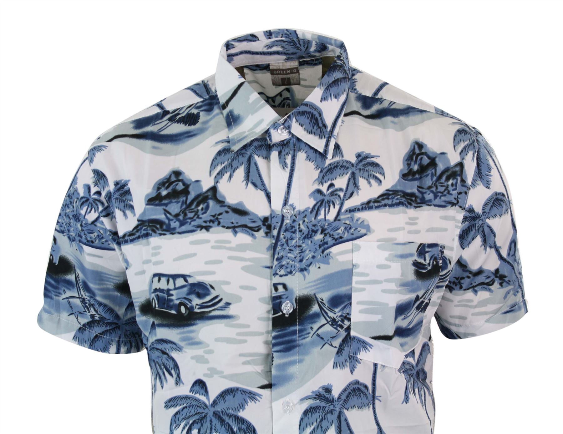Mens Hawaiian Half Sleeve Button Shirt Hawaii Aloha Floral Beach Summer Holiday