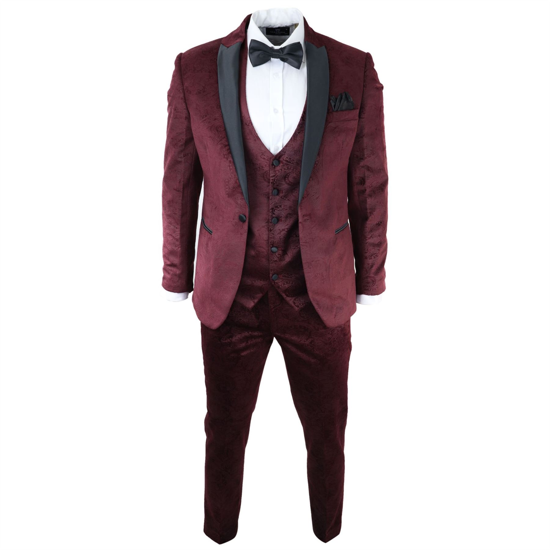 Pre-owned Truclothing Marc Darcy Simon Men's Velvet Burgundy 3 Piece Suit Tuxedo