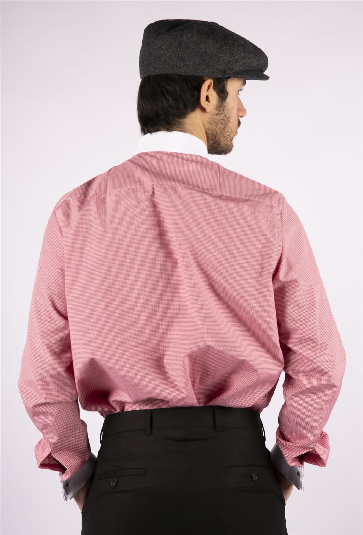 Mens Club Collar Shirt With Bar Poplin Pin White Black 1920s Peaky