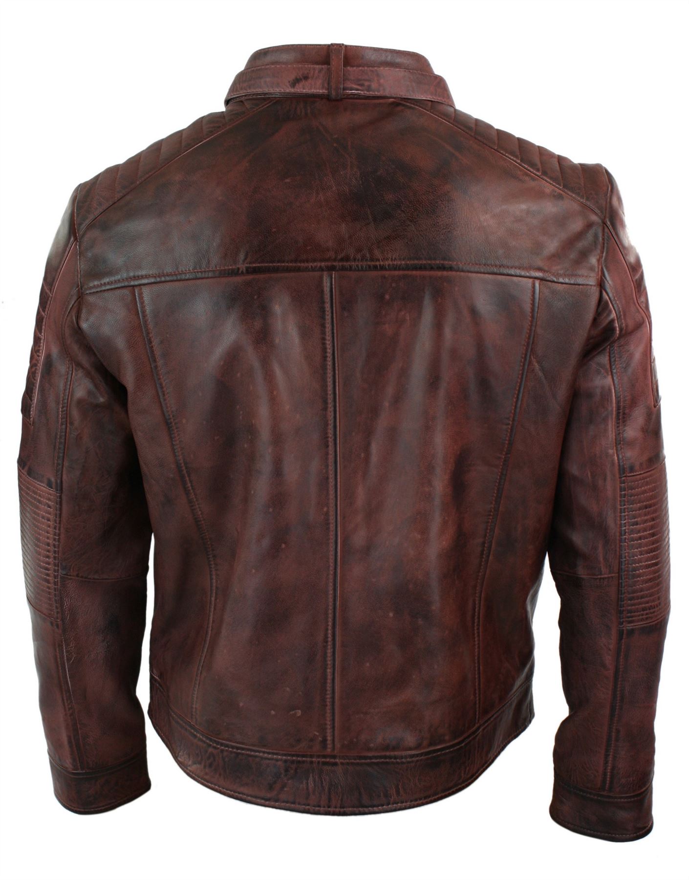 Herrenjacke 100% Echtleder Schwarz Biker Retro Design Vintage Tailored Fit - Bild 6 von 11