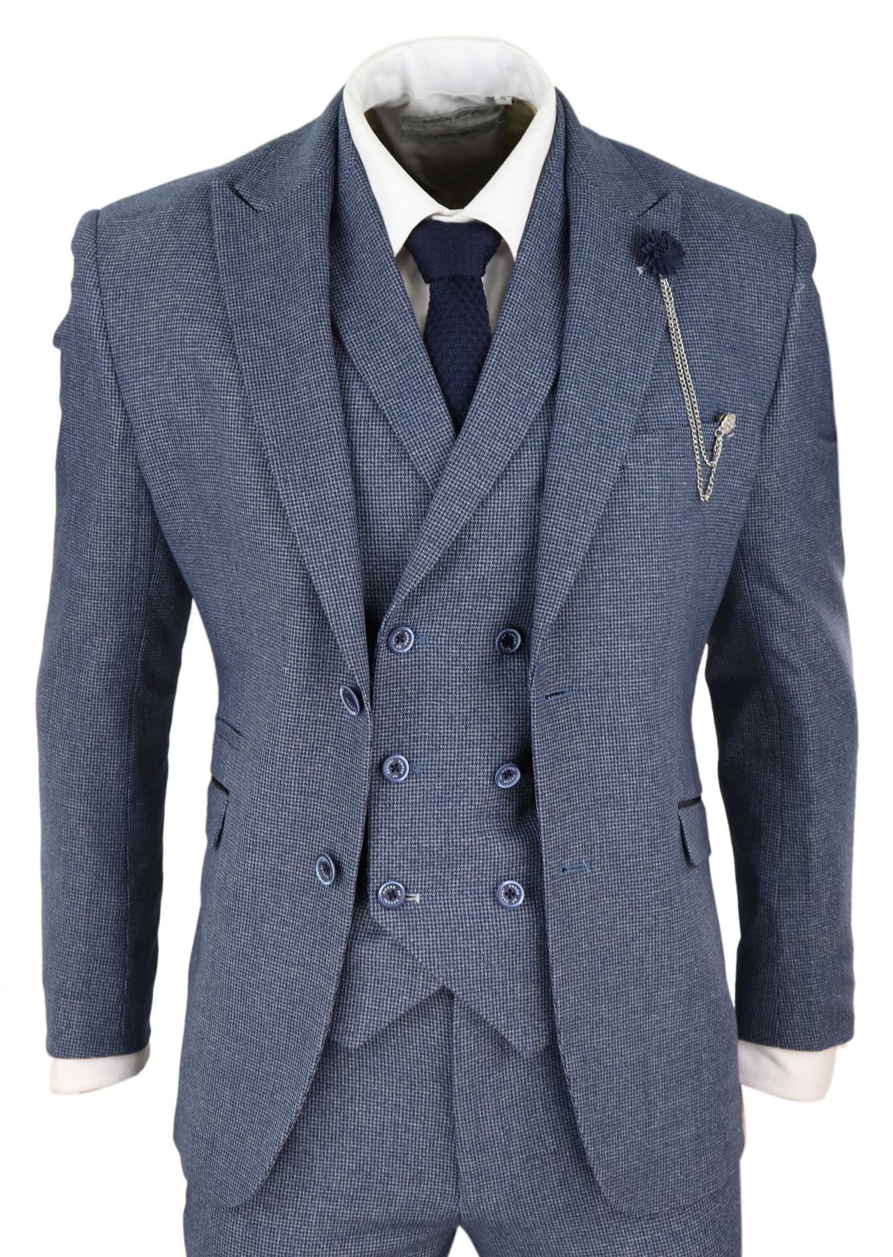 Mens Clearance Suit 3 Piece Tweed Office Wedding Prom Formal Smart