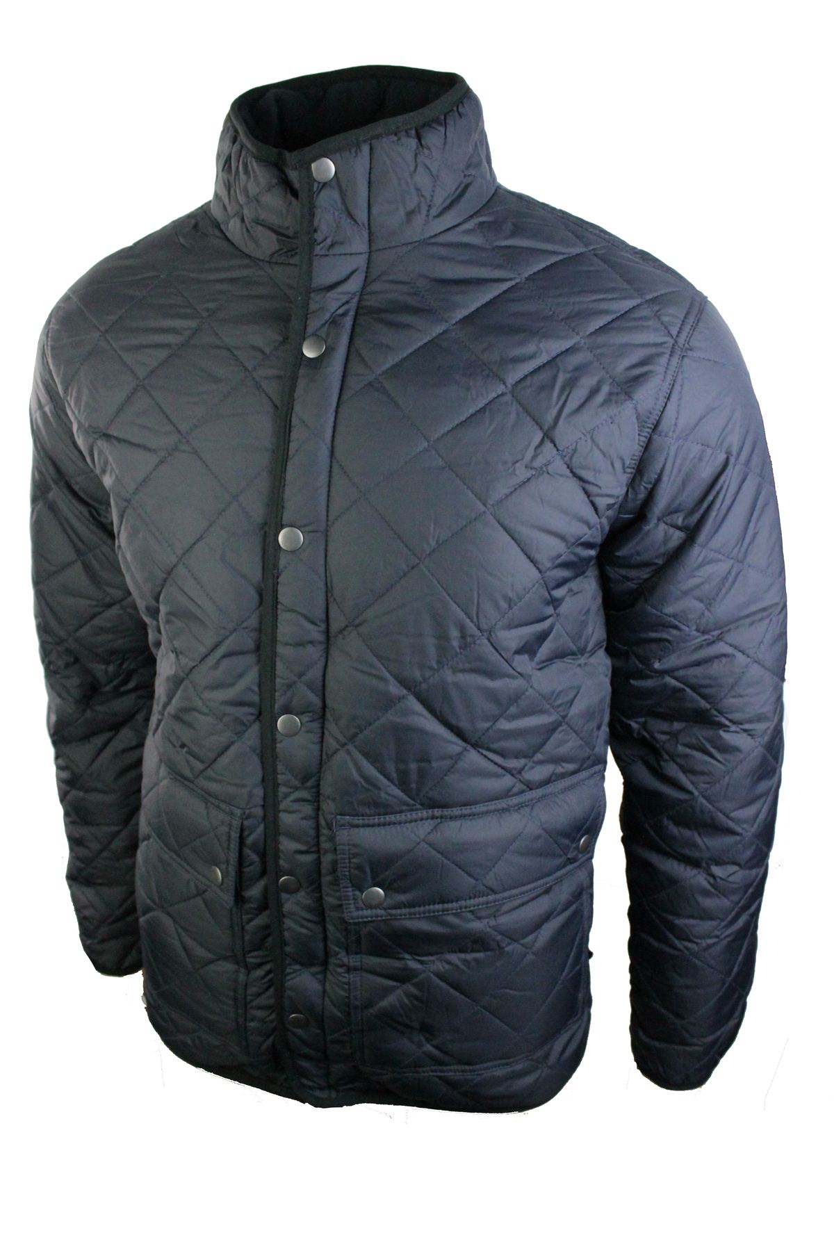Mens Quilted Hunter Jacket Fleece Lined Warm Winter Overcoat Brown Navy