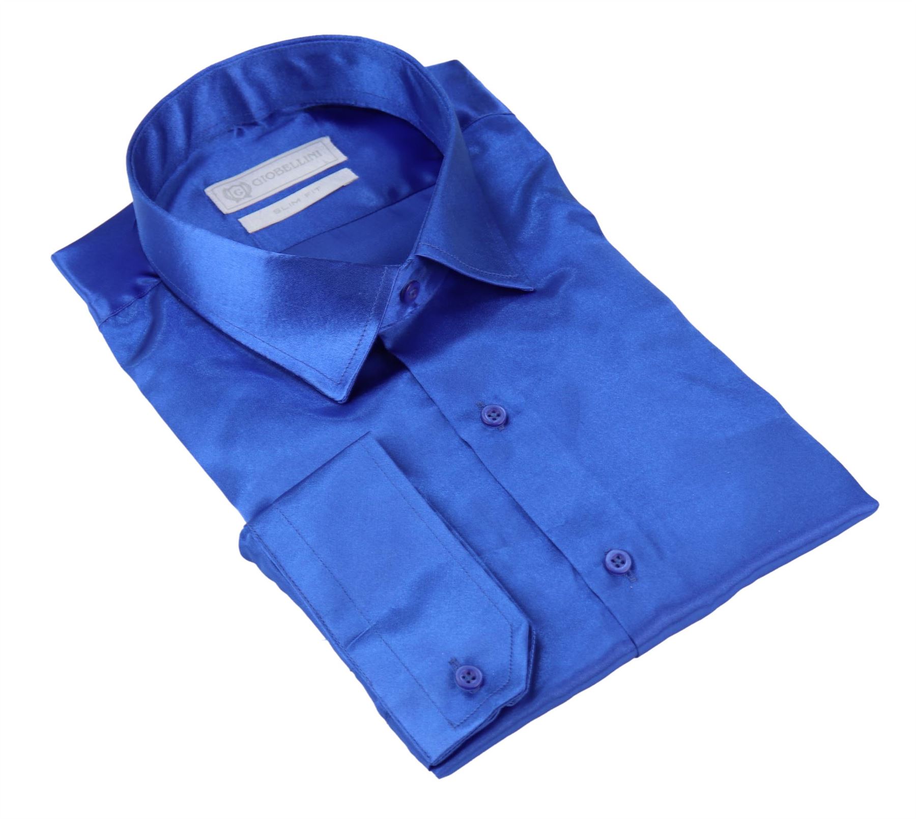 thumbnail 14  - Mens Satin Silk Shirt Smart Casual Button Down Cuff Tailored Fit Shiny Party