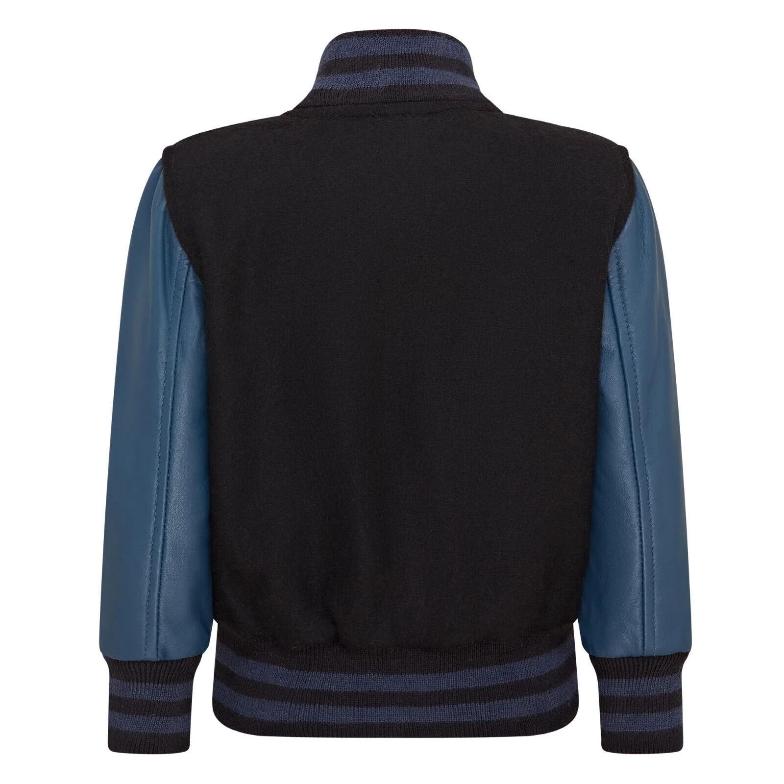 Kids Black Navy Varsity Bomber Jacket - Picture 8 of 8