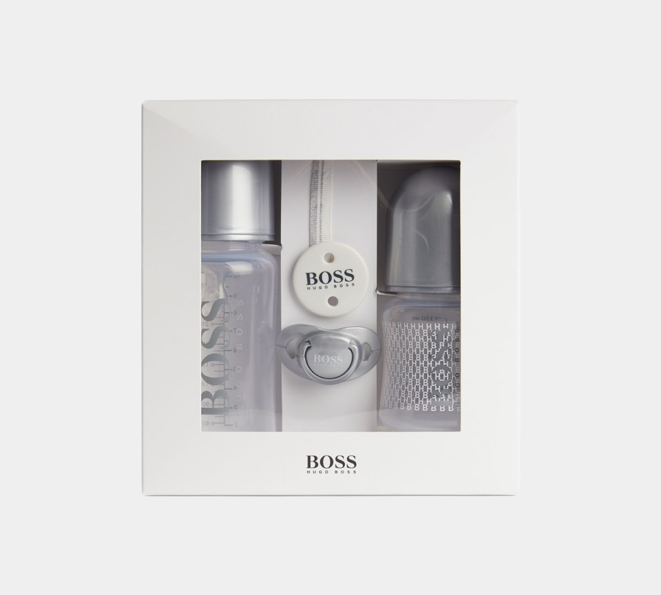 Hugo Boss Baby Drinking Bottle and Dummy Set Silver/Black - Picture 7 of 11
