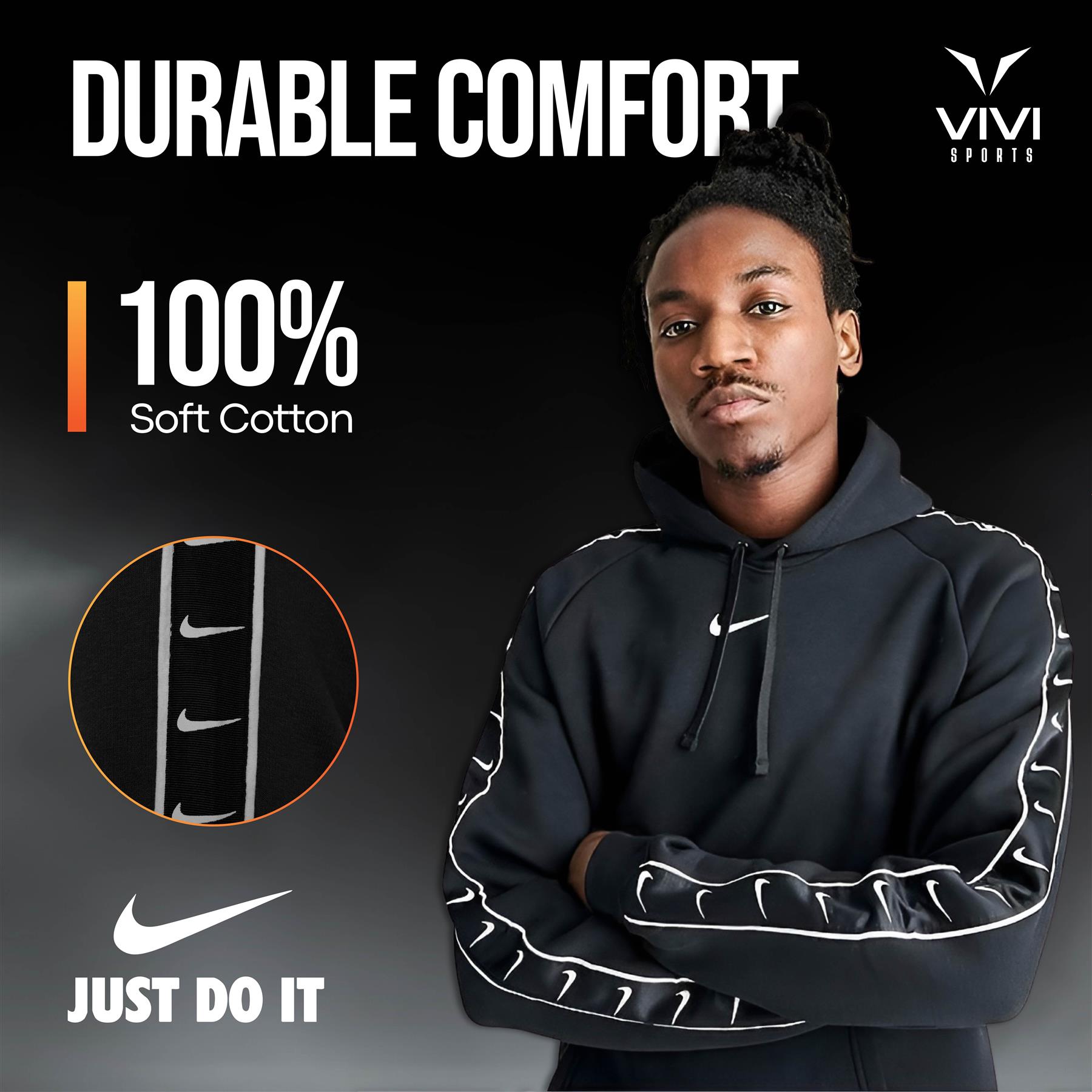 nike tape hoodie black