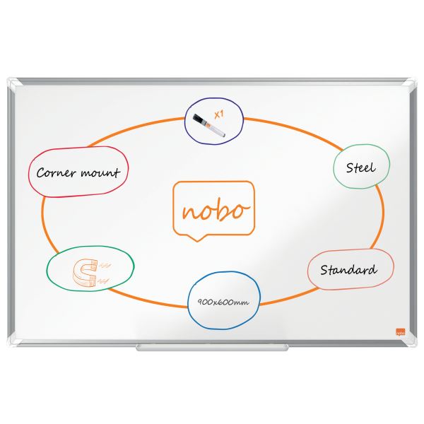 Nobo Magnetic Whiteboard Premium Plus Steel Office Organisation Wall Hanging - Picture 15 of 34