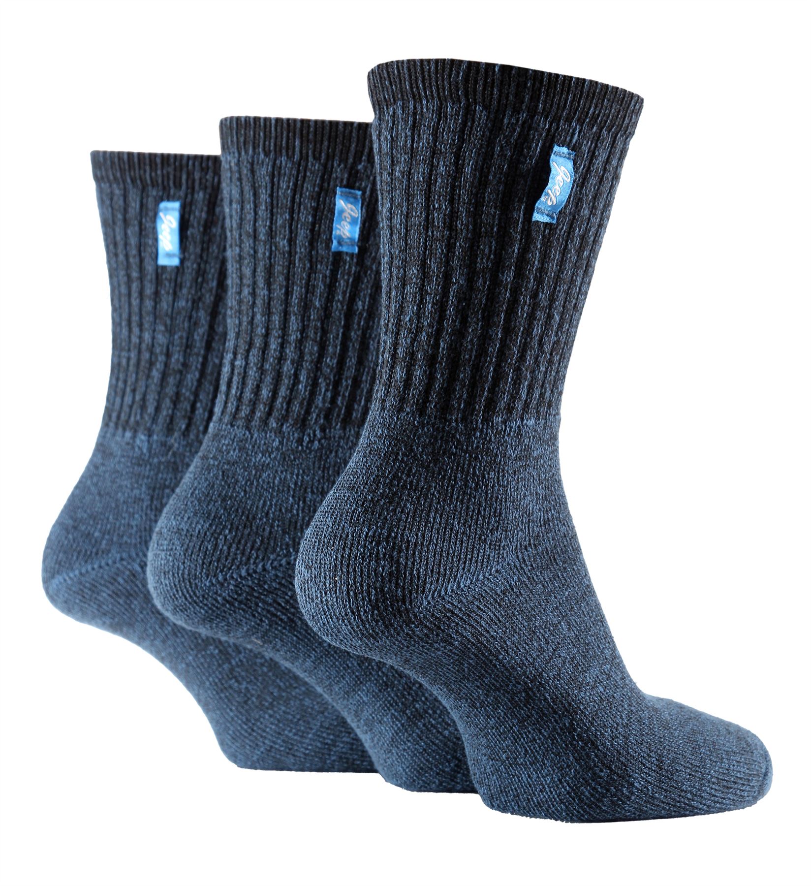 Jeep - 3 Pairs Womens Cotton Anti Blister Crew Boot Sock | Vintage Sport Socks - Picture 2 of 5