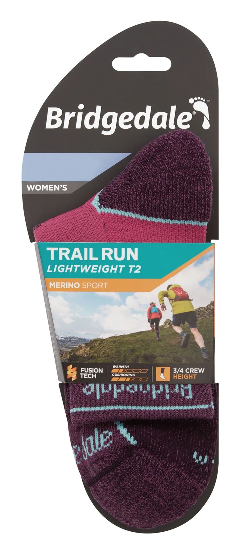 Bridgedale - Ladies Sport Light T2 Merino Wool 3/4 Crew Socks - Picture 5 of 7