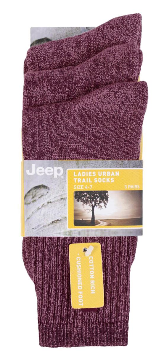 Jeep - 3 Pairs Womens Cotton Anti Blister Crew Boot Sock | Vintage Sport Socks - Picture 5 of 5