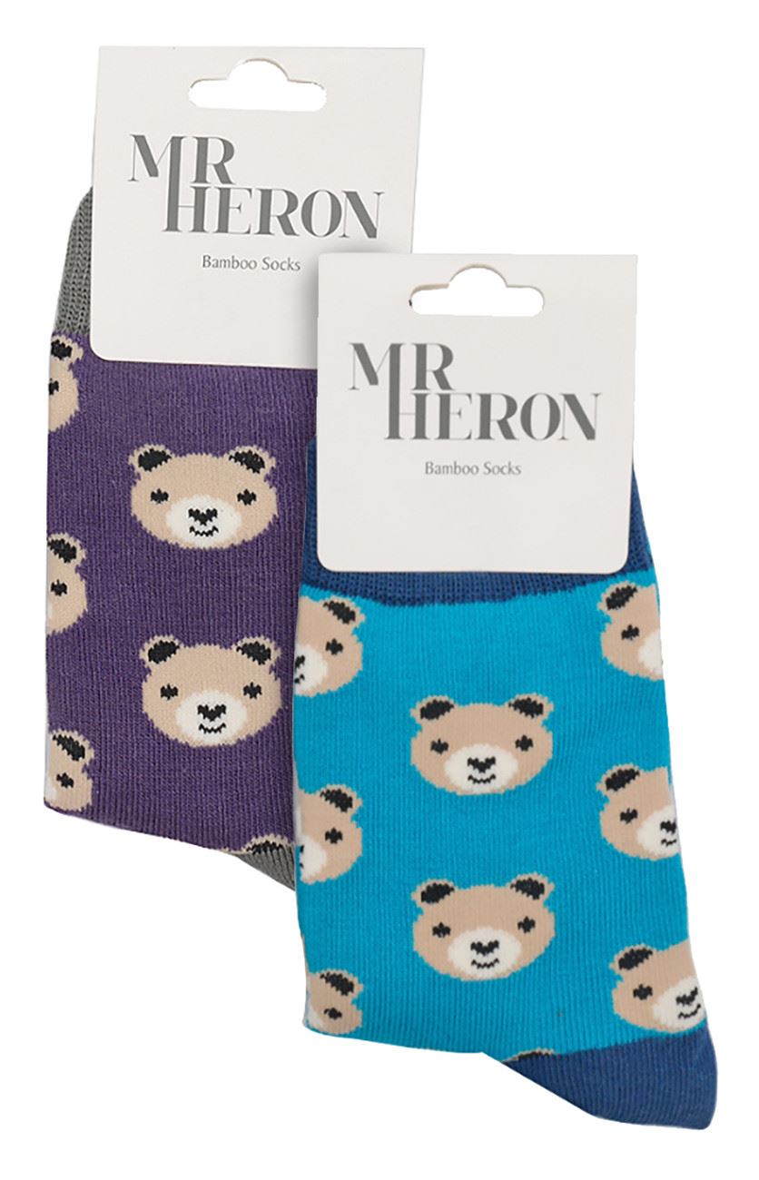 2 Pack Animal Pattern Socks for Boys | Mr Heron | Novelty Bamboo Kids Socks - Picture 3 of 21