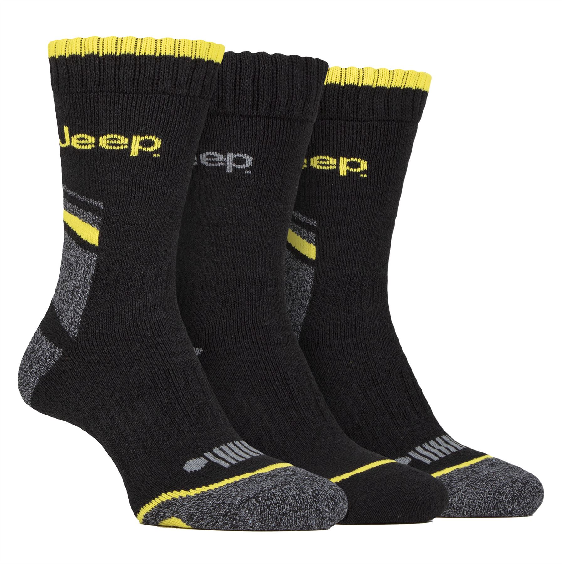 Jeep - Paquete de 3 calcetines de trabajo transpirables de alta resistencia para hombre | calcetines bota cojín completo - Imagen 2 de 5