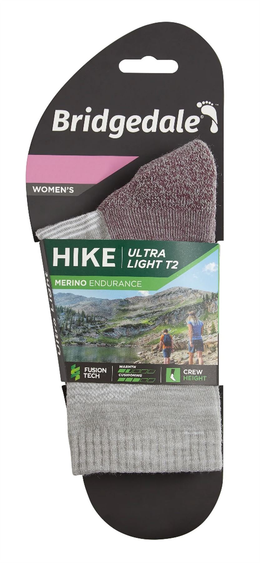 Bridgedale - Ladies Walking Ultralight T2 Merino Wool Outdoor Crew Socks - Picture 3 of 9