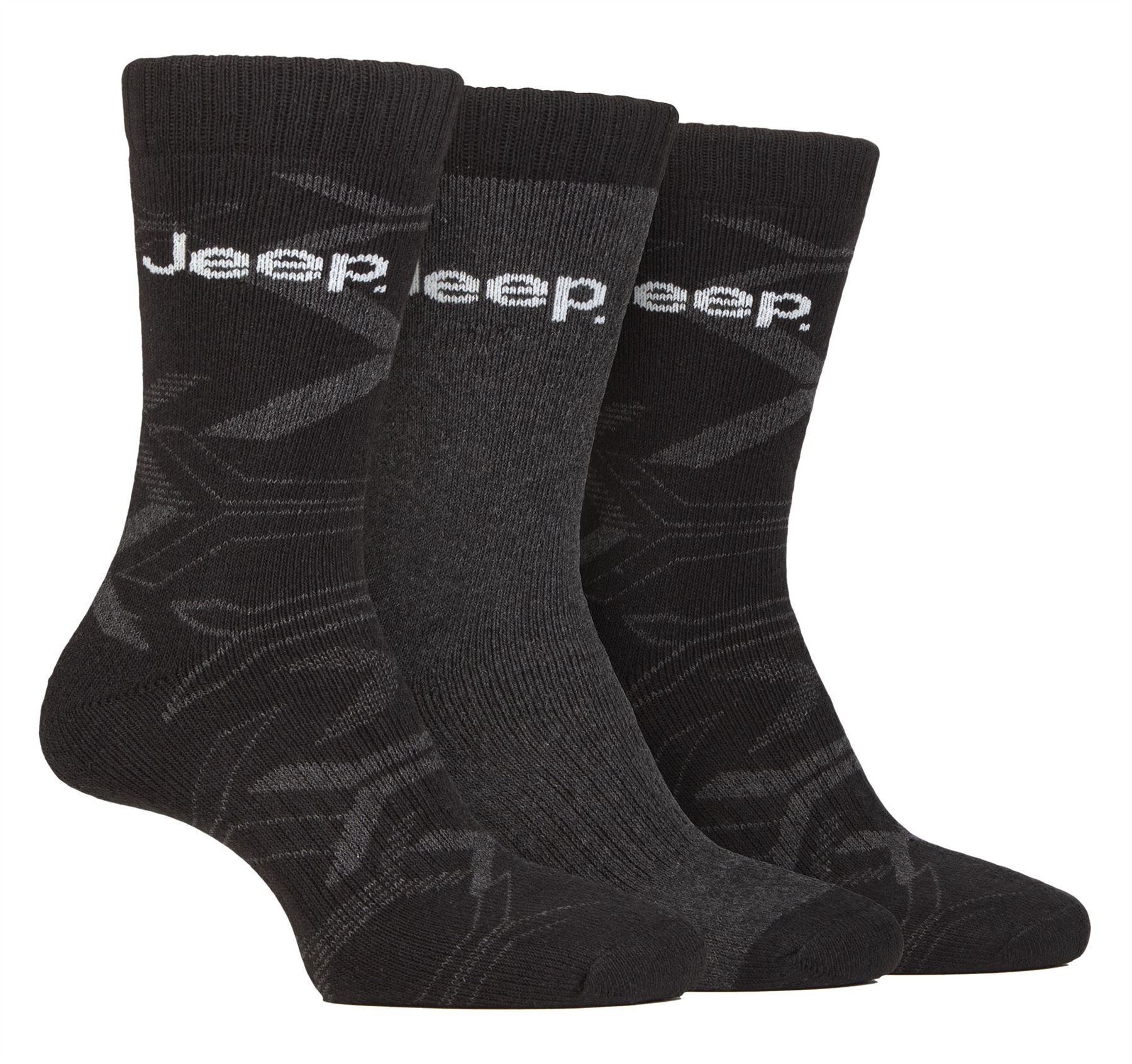 Jeep - Paquete de 3 calcetines botas para caminar acolchados completos para hombre | algodón reciclado - Imagen 2 de 7