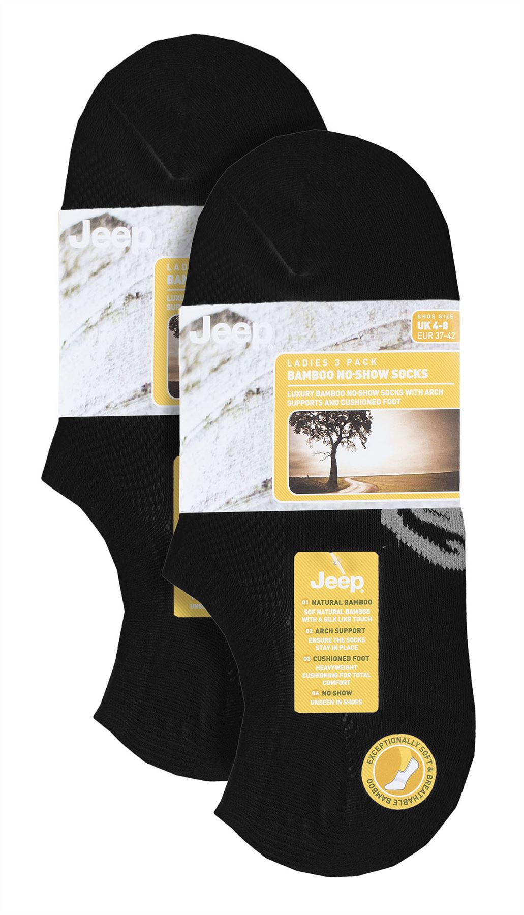6er-Pack Bambus No-Show-Socken | Jeep | unsichtbare Socken mit Absatzgriff - Bild 7 von 7