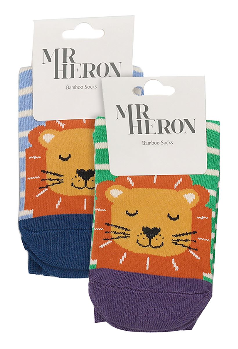 2 Pack Animal Pattern Socks for Boys | Mr Heron | Novelty Bamboo Kids Socks - Picture 11 of 21