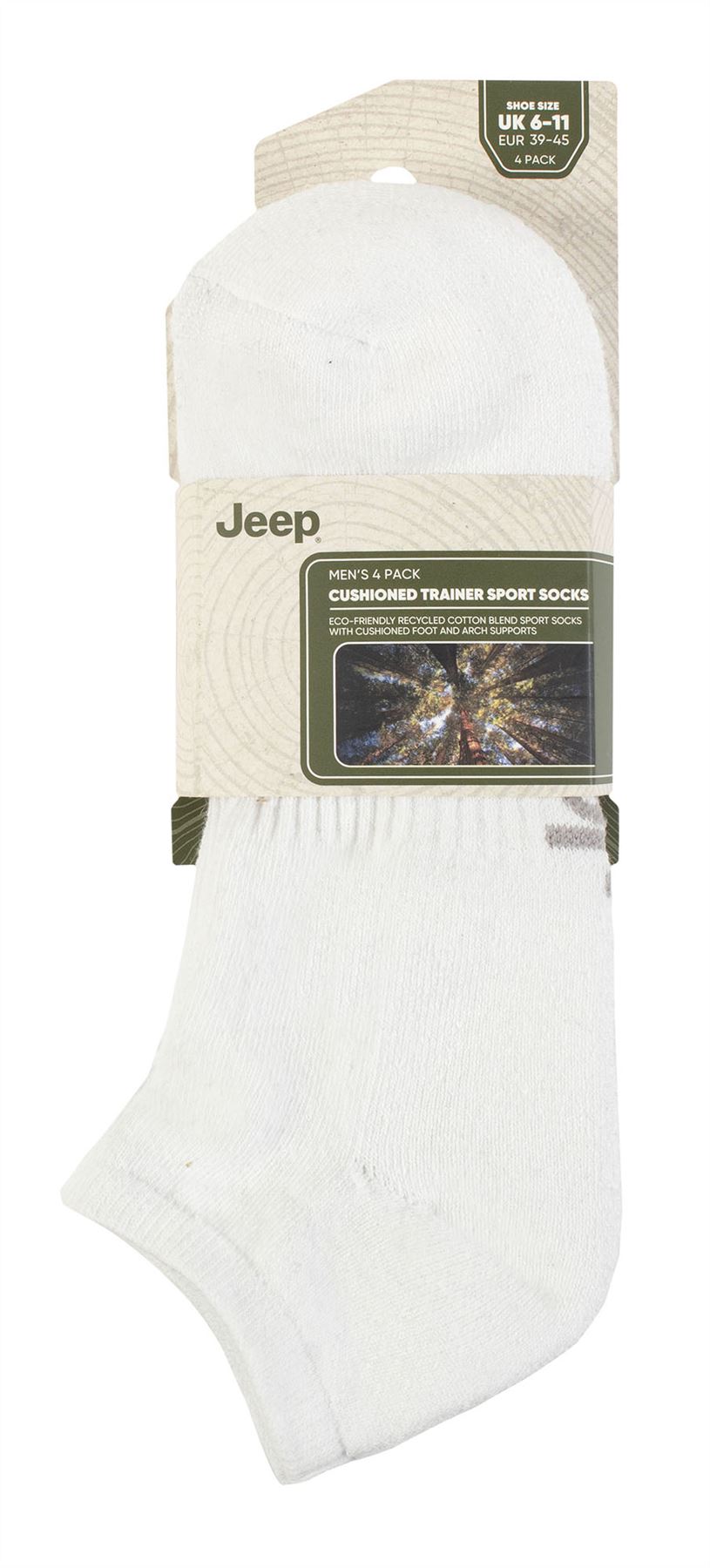 Jeep - 4 pares de calcetines de entrenador transpirables acolchados para hombre | calcetines deportivos para hombre - Imagen 7 de 7