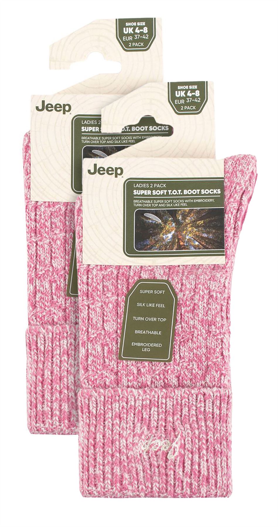 Ladies 4 Pack Super Soft Walking Boot Socks | Jeep | Outdoor Socks for Hiking - Picture 5 of 9