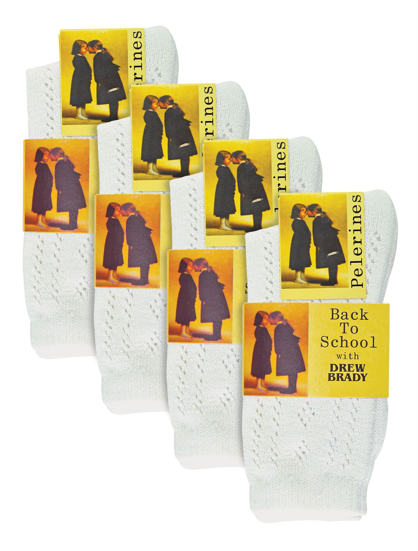 12 Pair Multipack Girls Pelerine Ankle Socks | Cotton Design White School Socks - Picture 3 of 3
