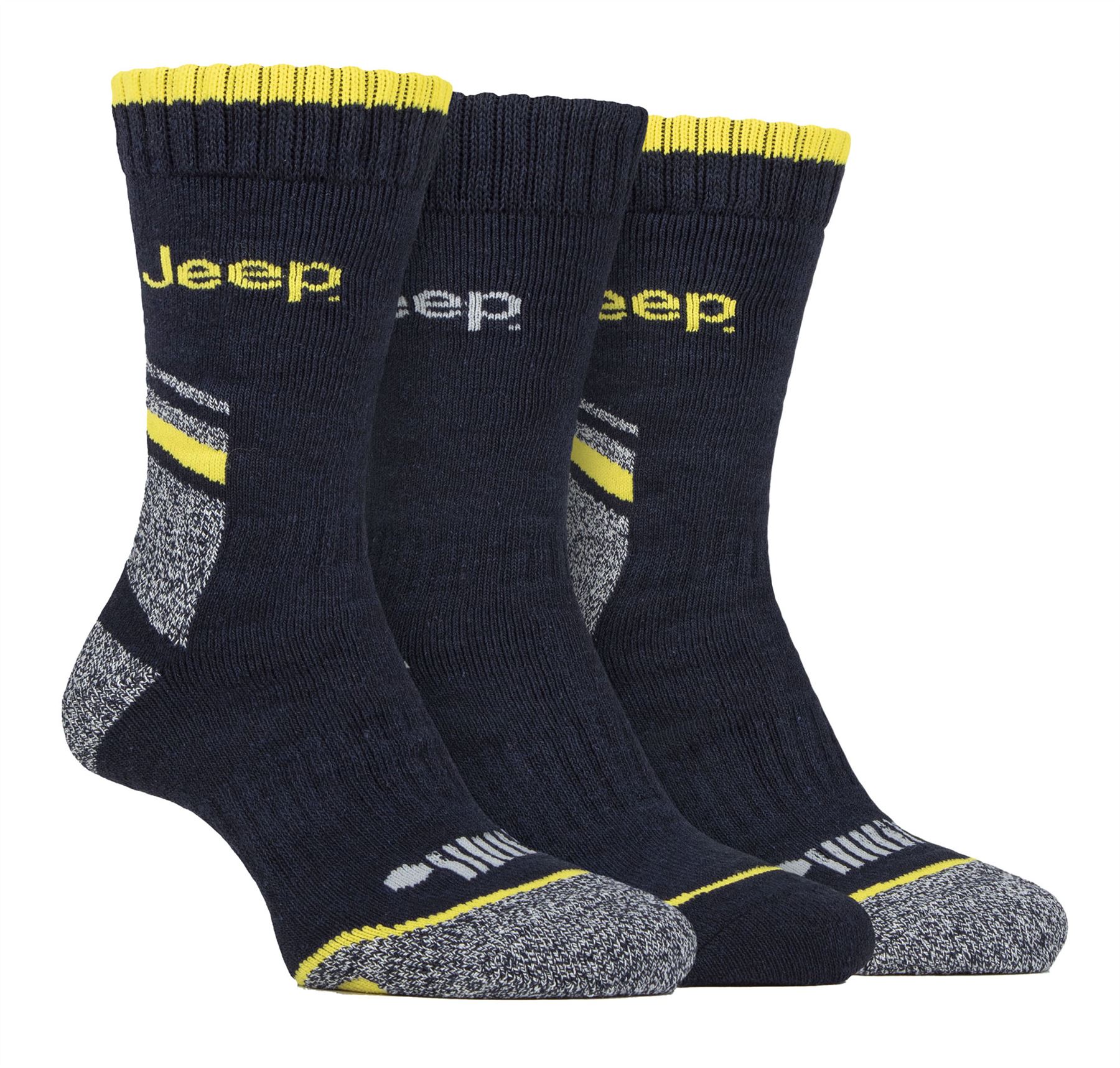 Jeep - Paquete de 3 calcetines de trabajo transpirables de alta resistencia para hombre | calcetines bota cojín completo - Imagen 4 de 5