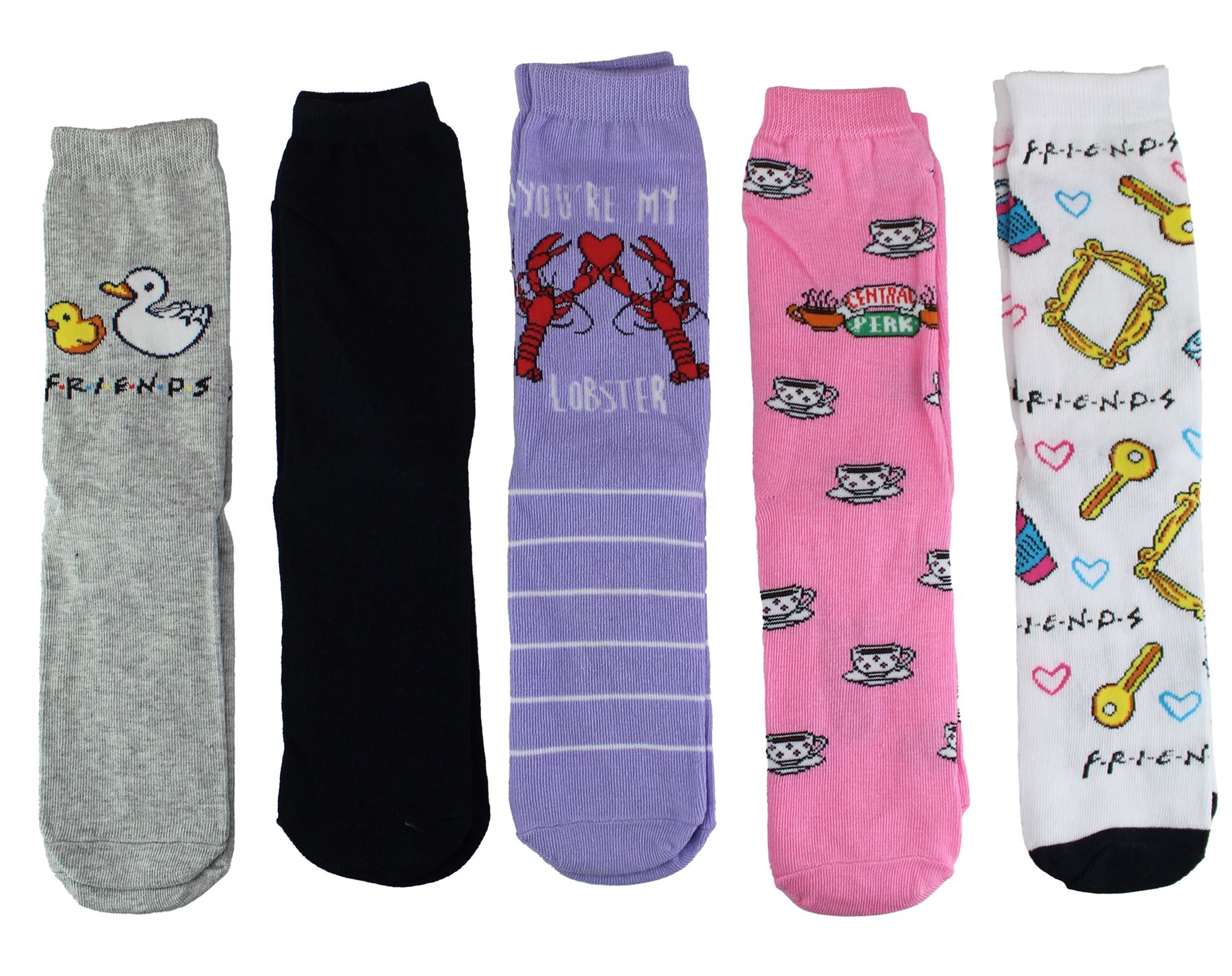 Womens Friends Socks | 5 Pair Multipack Noevlty Friends Socks | Great Gift