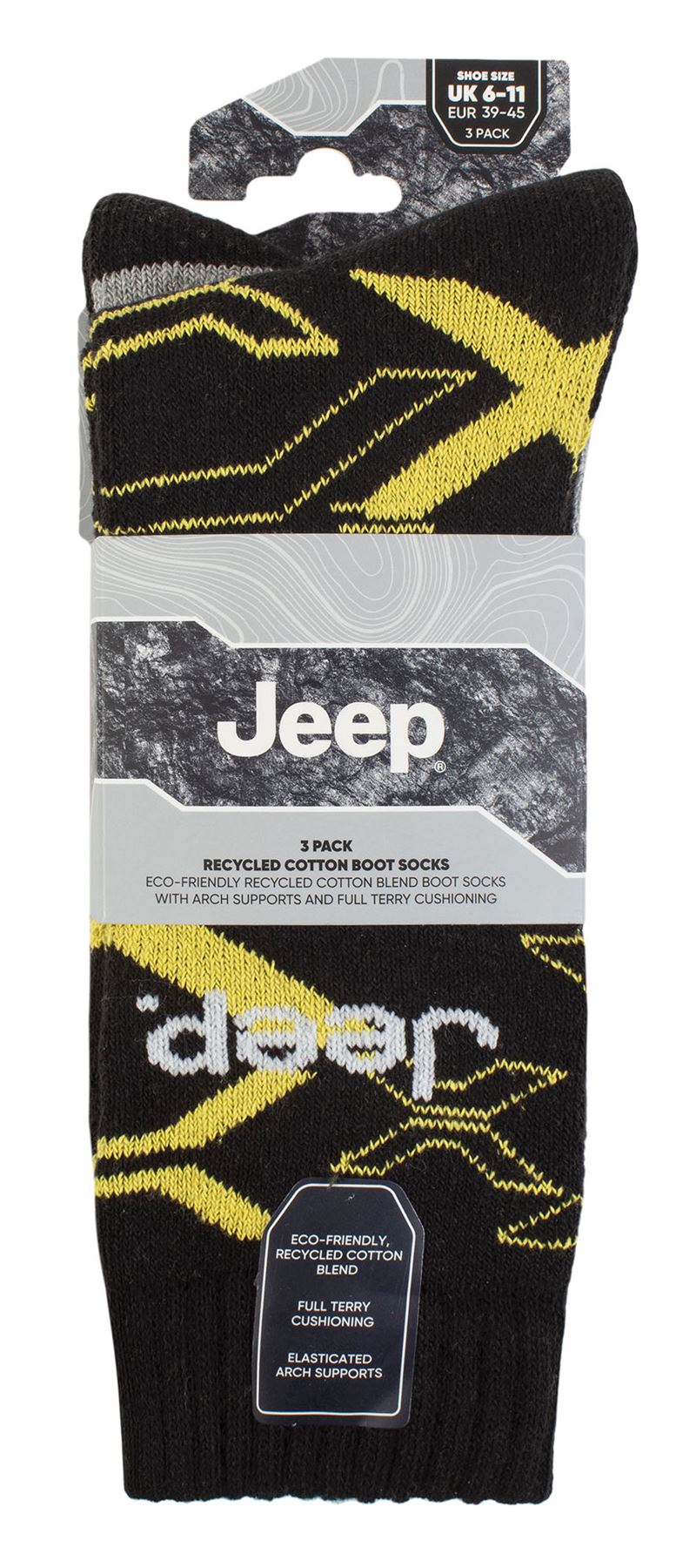 Jeep - Paquete de 3 calcetines botas para caminar acolchados completos para hombre | algodón reciclado - Imagen 5 de 7