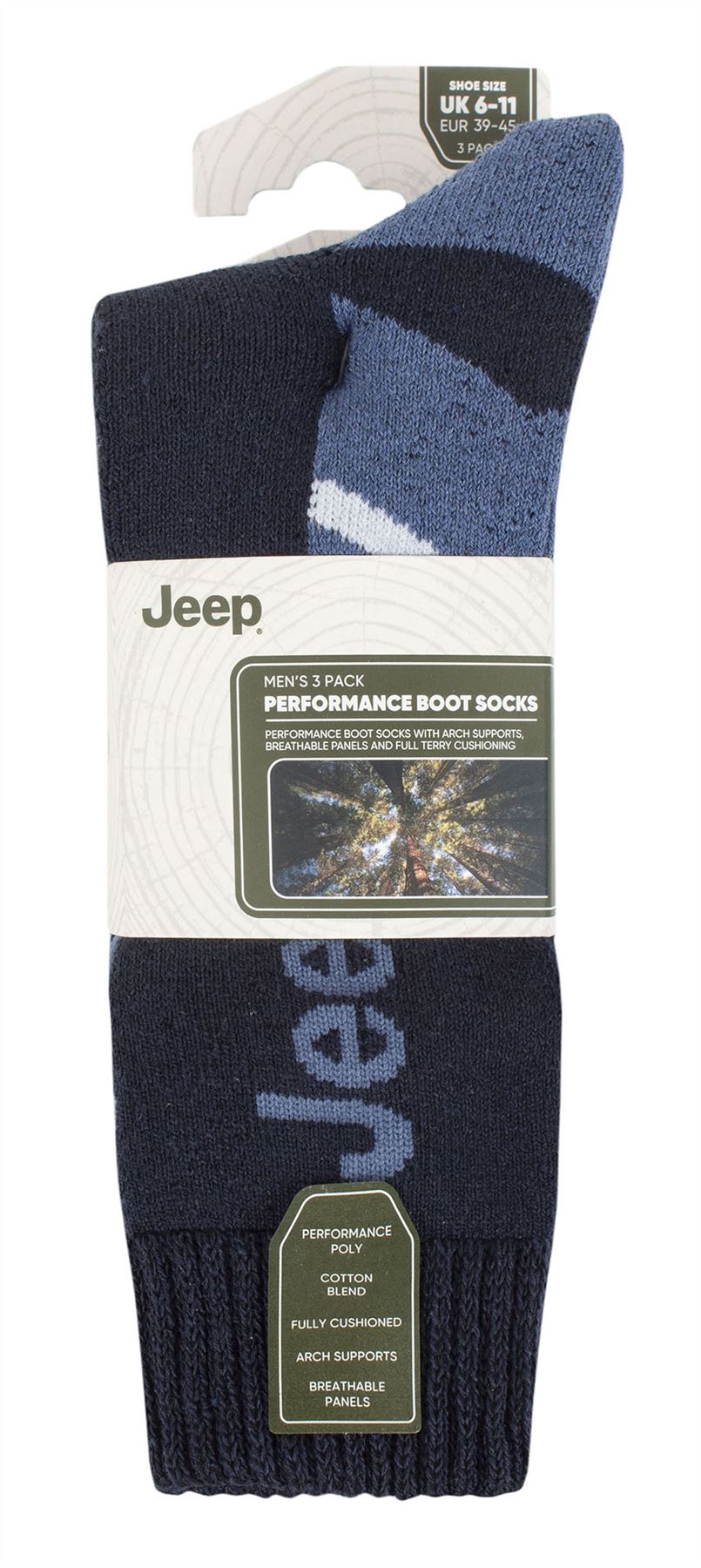 Jeep - Paquete de 3 calcetines para botas de senderismo al aire libre para hombre | Calcetines para caminar de poliéster - Imagen 5 de 5