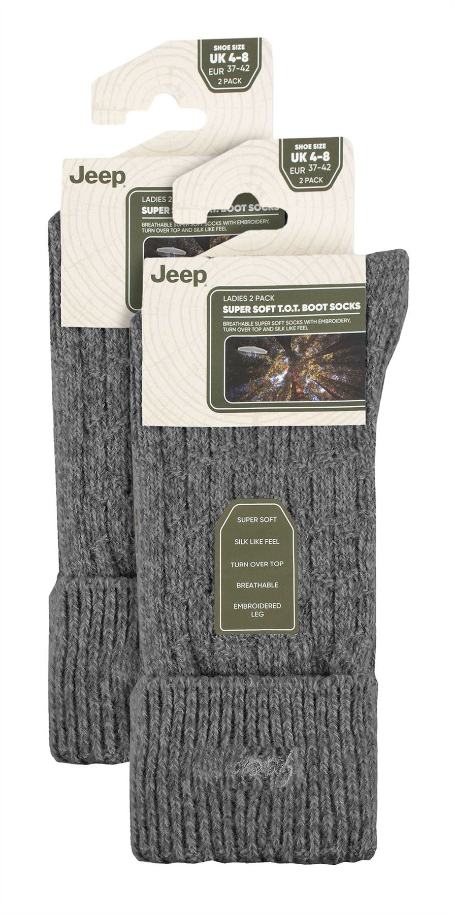 Ladies 4 Pack Super Soft Walking Boot Socks | Jeep | Outdoor Socks for Hiking - Picture 7 of 9