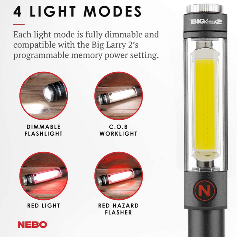 Nebo Big Larry 2 Work Torch Flash Light LED COB 500 Lumens 2 Year