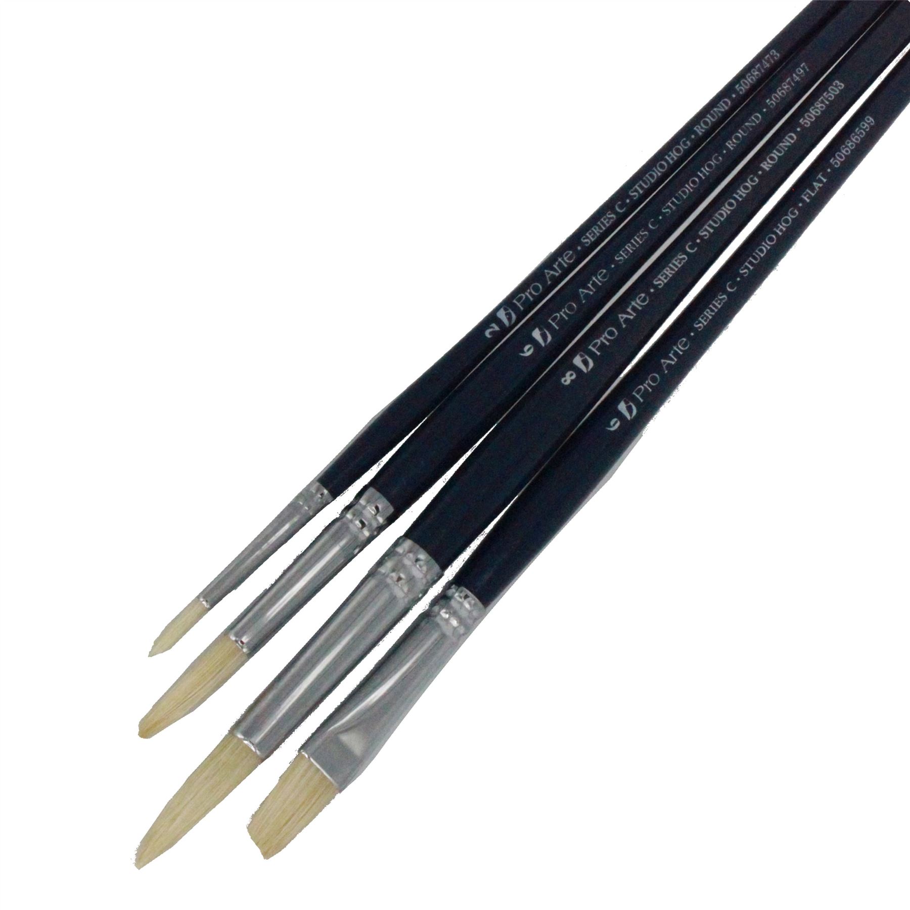 Pro Arte C Hog Hair Brushes – Round & Flat Sets | 4/20/40/100 for Students - Picture 10 of 28