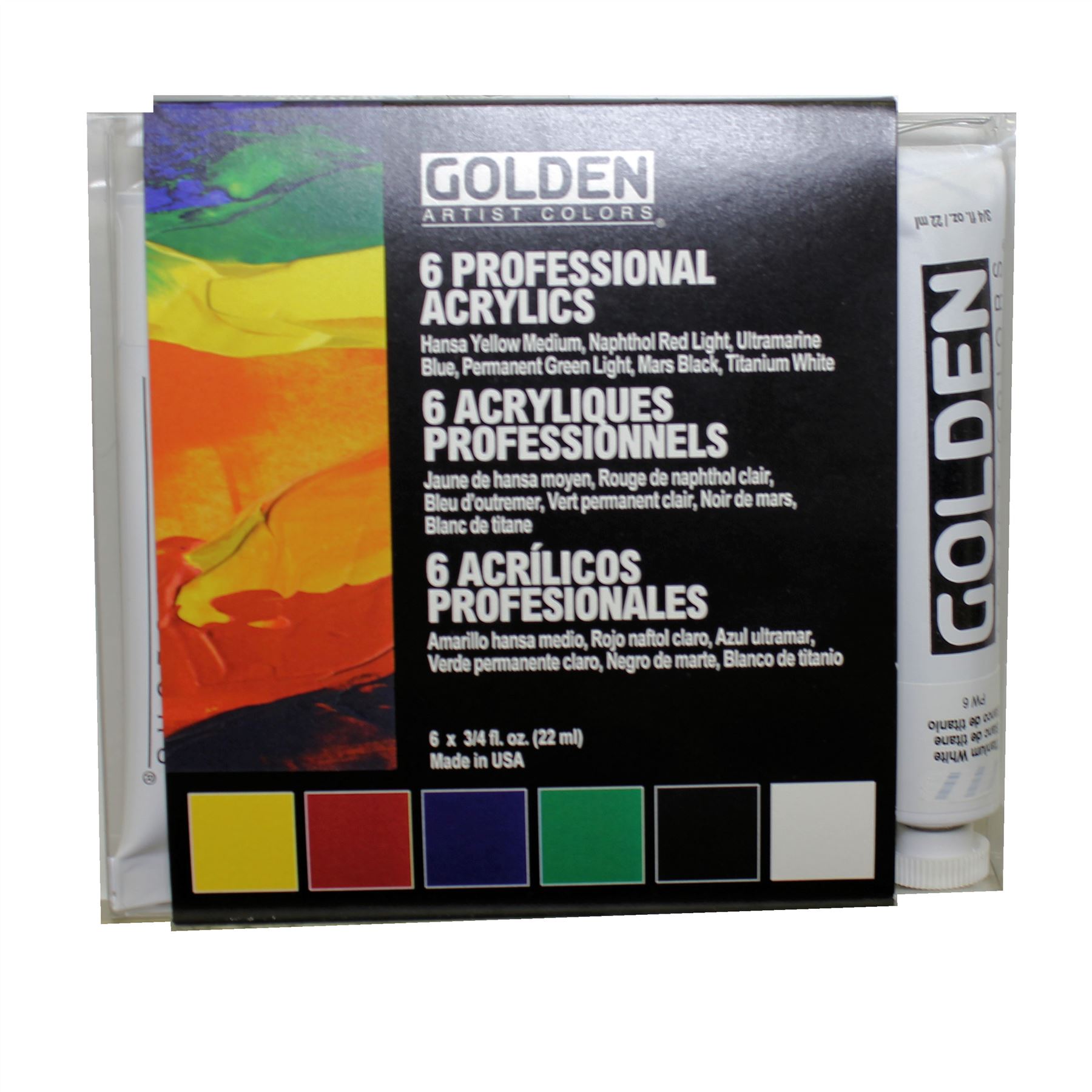 Golden heavy body professional artist acrylic paint set 6 x 22ml tubes