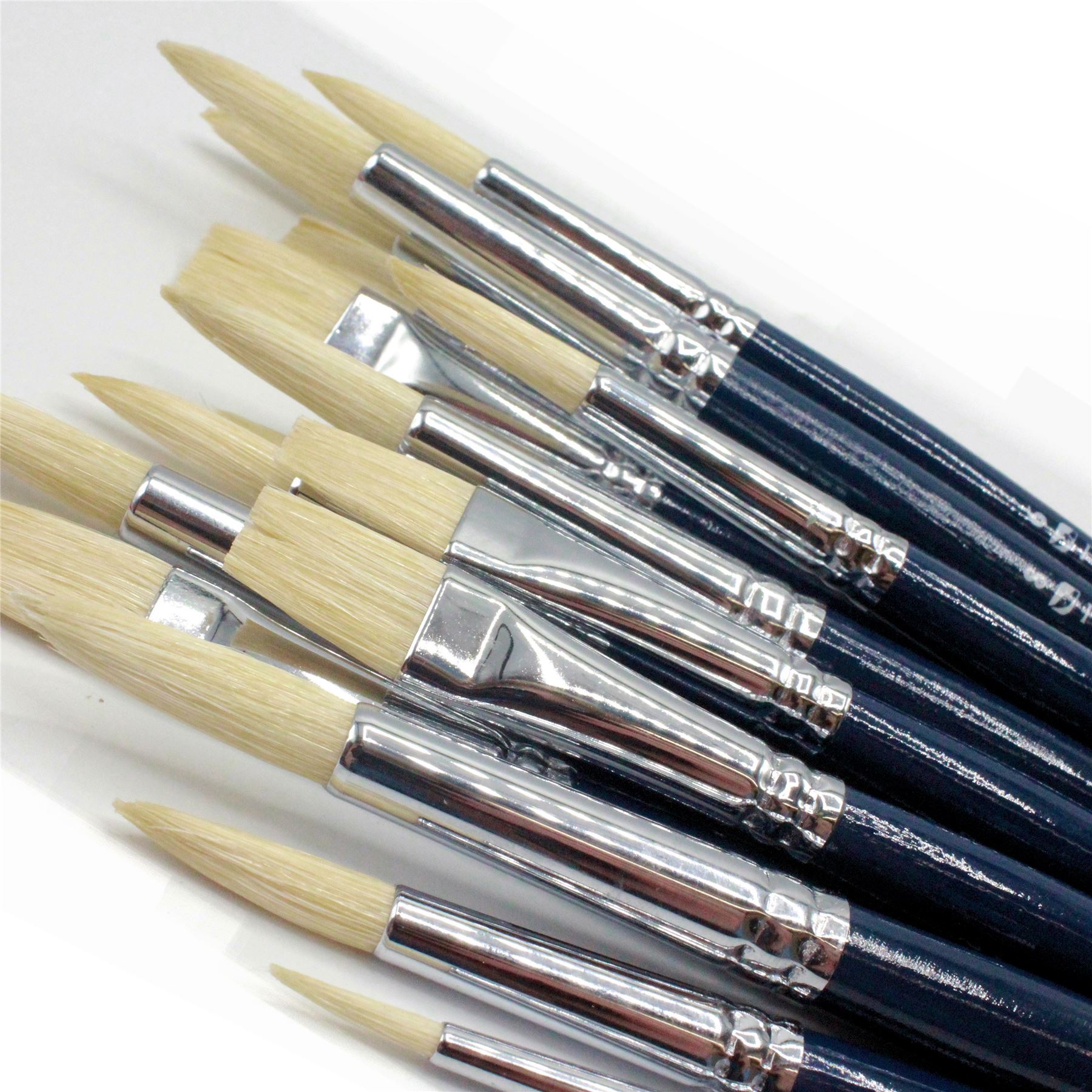 Pro Arte C Hog Hair Brushes – Round & Flat Sets | 4/20/40/100 for Students - Picture 27 of 28