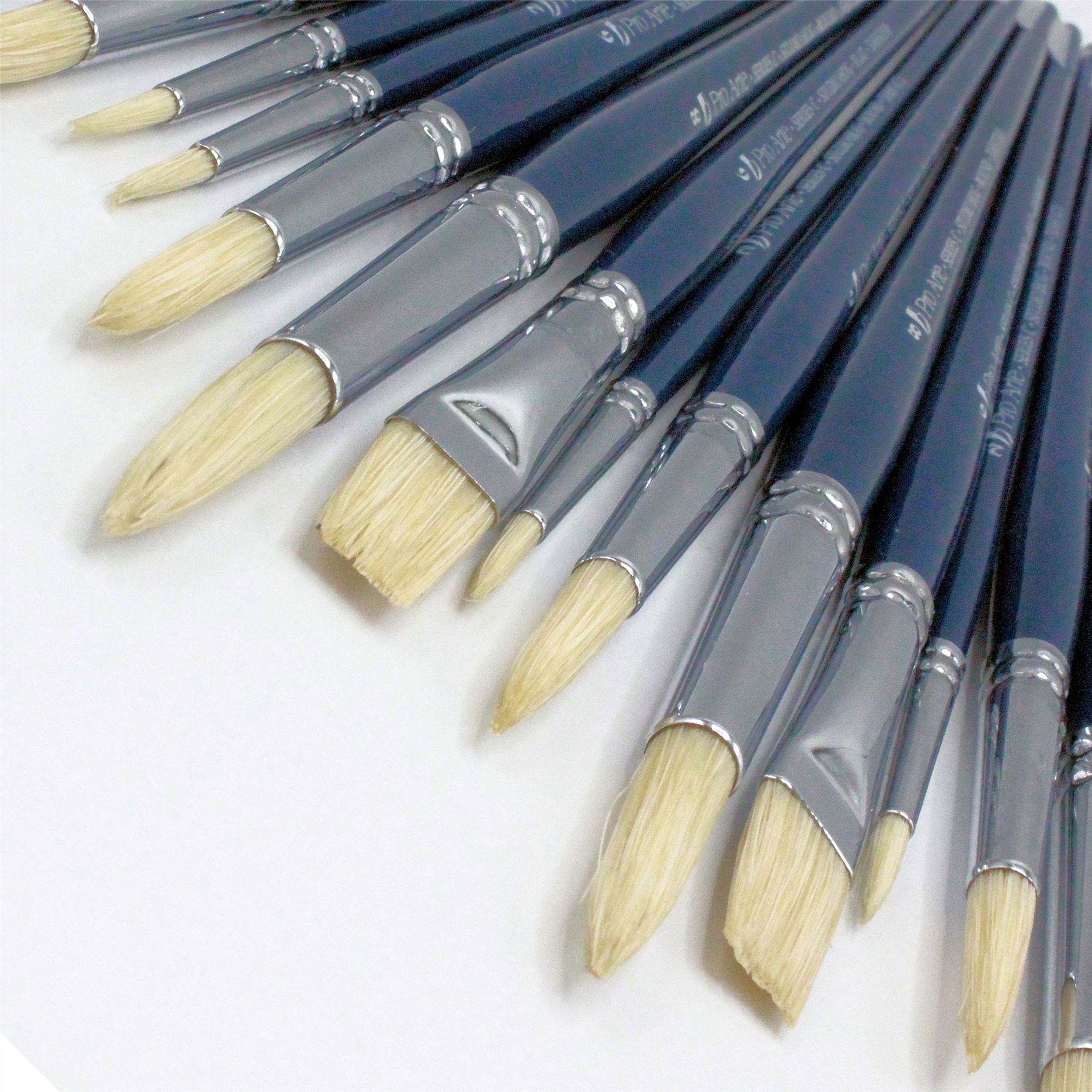 Pro Arte C Hog Hair Brushes – Round & Flat Sets | 4/20/40/100 for Students - Picture 15 of 28